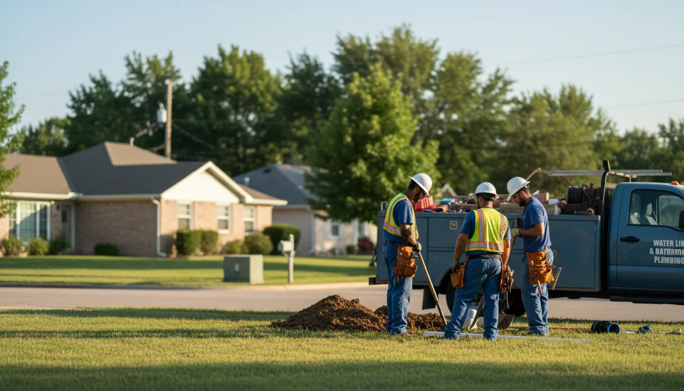 Residential water line and bathroom plumbing service in Hartshorne, OK